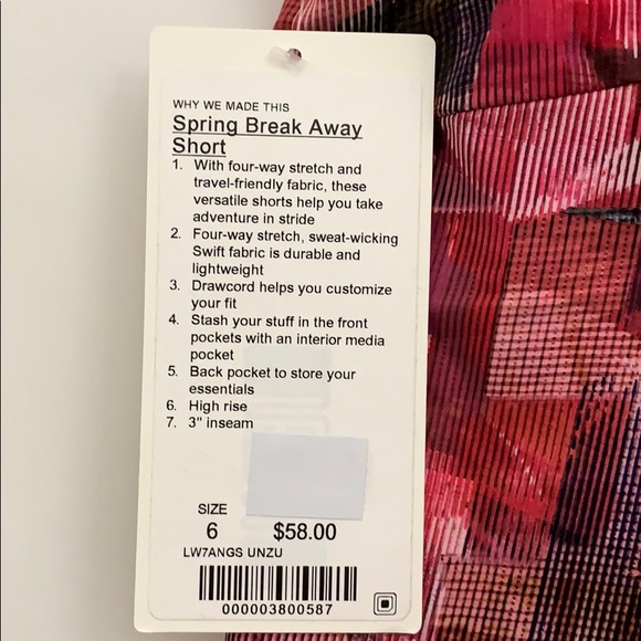 Lululemon Spring Break Away Short NWT Size 6 UNZU - Picture 3 of 7